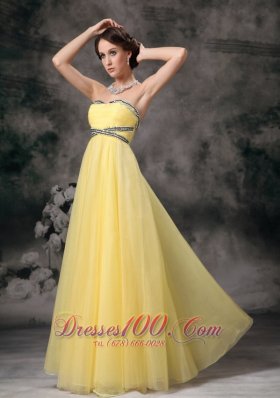 Light Yellow Prom / Evening Dress Empire Tulle