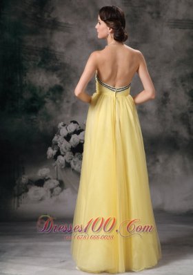 Light Yellow Prom / Evening Dress Empire Tulle