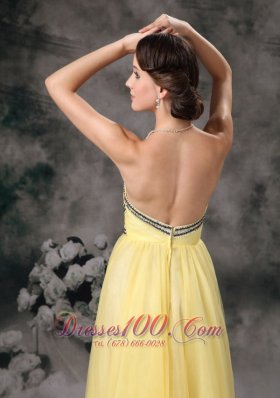 Light Yellow Prom / Evening Dress Empire Tulle