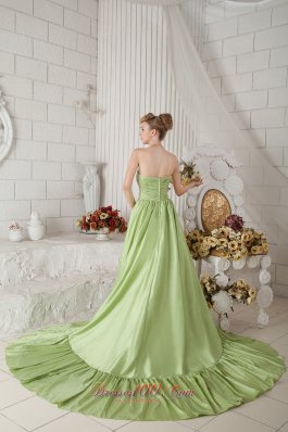 Chapel Train Ruch Prom Dress 2013 Yellow Green