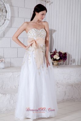 Light Apricot Waistband Beading Prom / Evening Dress