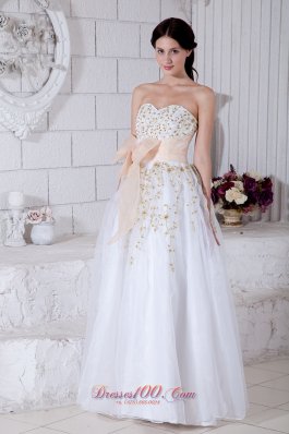 Light Apricot Waistband Beading Prom / Evening Dress