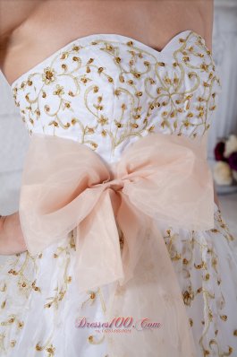 Light Apricot Waistband Beading Prom / Evening Dress