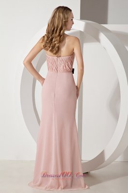 Column Homecoming Dress Bow Strapless Brush Train Chiffon