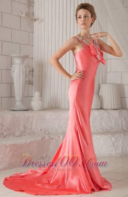 White Petals Brush Watermelon Prom / Celebrity Dress