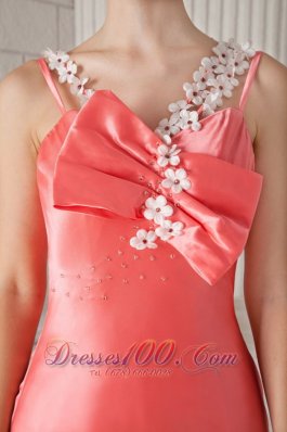 White Petals Brush Watermelon Prom / Celebrity Dress