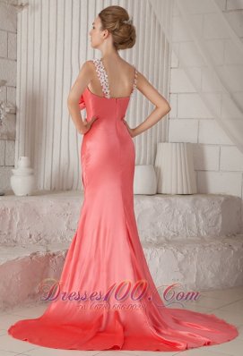 White Petals Brush Watermelon Prom / Celebrity Dress