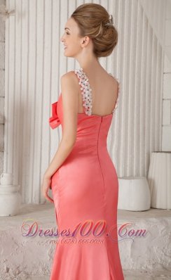 White Petals Brush Watermelon Prom / Celebrity Dress