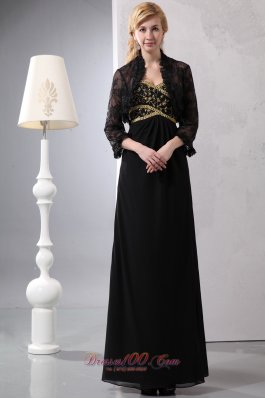 Mother Of Bride Dress Ankle-length Gold and Black 