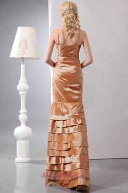 Sexy Brown Mother Dress Straps Beading Column