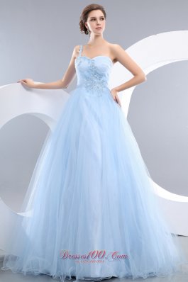 A-line One Shoulder Prom / Evening Dress Tulle Appliques