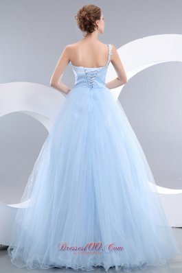 A-line One Shoulder Prom / Evening Dress Tulle Appliques