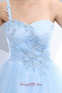 A-line One Shoulder Prom / Evening Dress Tulle Appliques