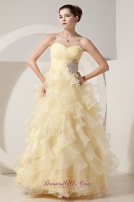 A-line / Princess Prom Gowns tiered Ruffles Ruched