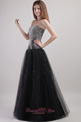 Black Column Beaded Bodice Prom / Celebrity Dress