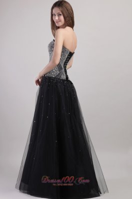 Black Column Beaded Bodice Prom / Celebrity Dress