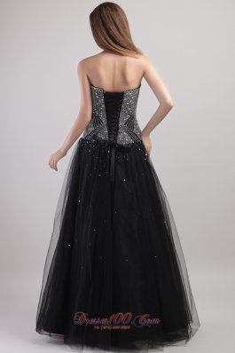 Black Column Beaded Bodice Prom / Celebrity Dress