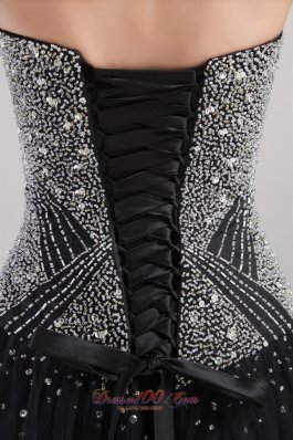 Black Column Beaded Bodice Prom / Celebrity Dress