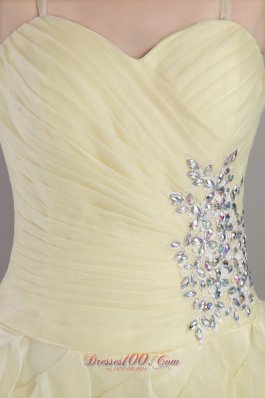 Spaghetti Straps Ankle-length Beading Prom / Evening Dress