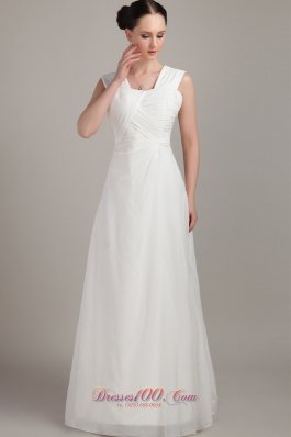 Wide Straps Empire Chiffon Ruch Bridesmaid Dress 2013