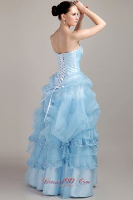 Taffeta and Organza Beaded Bust Prom Dress Ruffles