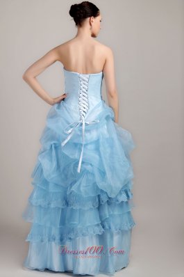 Taffeta and Organza Beaded Bust Prom Dress Ruffles