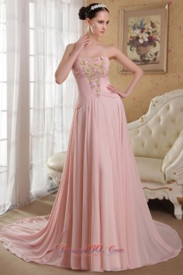 A-Line / Princess Chapel Ribbon Prom / Evening Dress