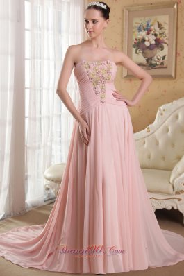 A-Line / Princess Chapel Ribbon Prom / Evening Dress