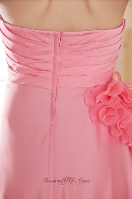 Watermelon Empire Pleated Fan Decorated Bodice Prom Dress