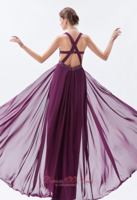 Straps Prom Dress Chiffon Overlayed Satin with Slit