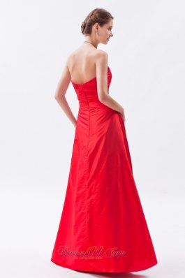 Column / Sheath Strapless Prom Dress RedTaffeta White Appliques