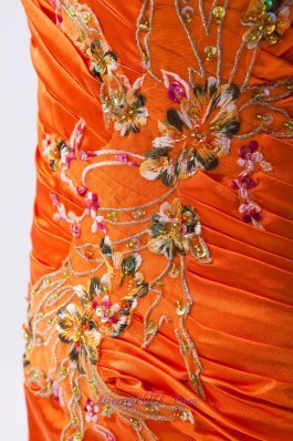 Empire Floral One Shoulder Brush Prom Dress Applique