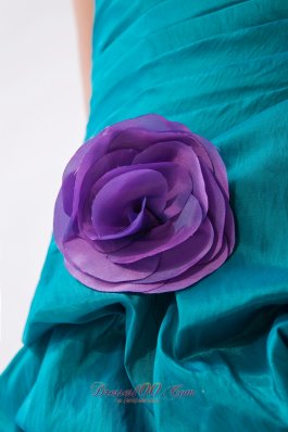 Teal and Lavender One Shoulder High-low Beading Prom Dress