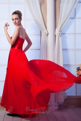 2013 Red Prom Dress Empire bowknot Pleated 