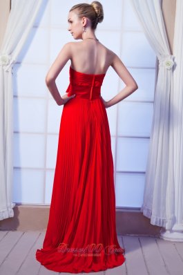 2013 Red Prom Dress Empire bowknot Pleated 