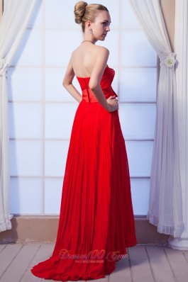 2013 Red Prom Dress Empire bowknot Pleated 