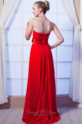 2013 Red Prom Dress Empire bowknot Pleated 