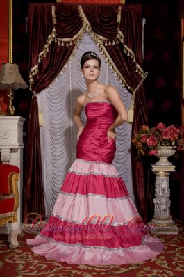 Mermaid Prom / Evening Dress Hot Pink and Baby Pink Brush