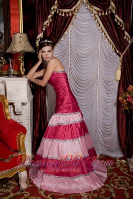 Mermaid Prom / Evening Dress Hot Pink and Baby Pink Brush