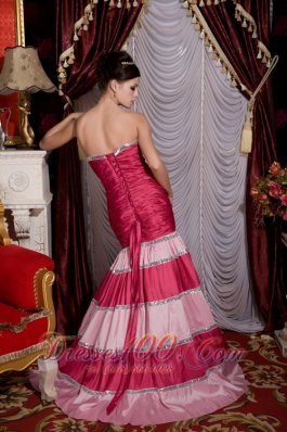 Mermaid Prom / Evening Dress Hot Pink and Baby Pink Brush