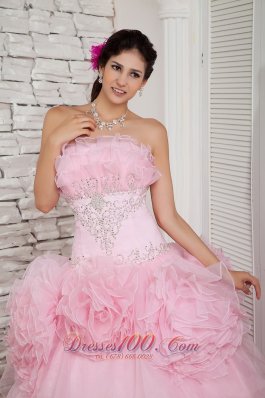 Prom Dress A-line Beaded Decorated Organza Tulle