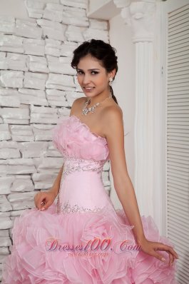 Prom Dress A-line Beaded Decorated Organza Tulle