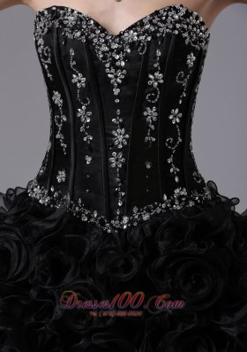 High-low Beaded Bodice Ruffles For Prom Dress