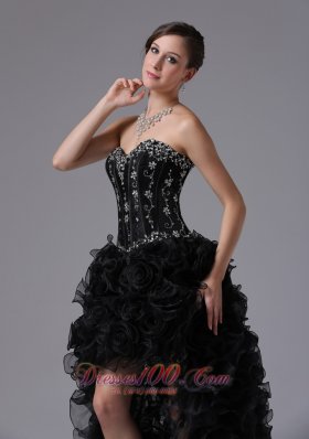 High-low Beaded Bodice Ruffles For Prom Dress