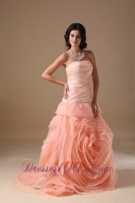 Wedding Dress Organza swirled Flower with Pleating