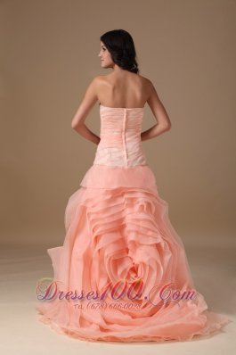 Wedding Dress Organza swirled Flower with Pleating