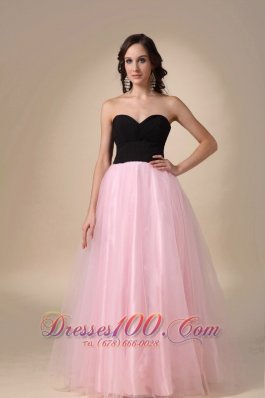 Black and Pink Taffeta and Tulle Ruch Prom / Pagent Dress