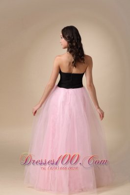 Black and Pink Taffeta and Tulle Ruch Prom / Pagent Dress