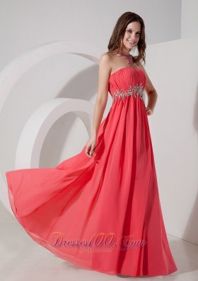 Empire Beaded Pattern Pleating Prom Dress