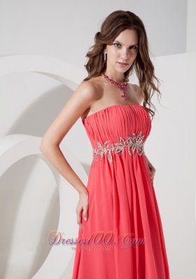 Empire Beaded Pattern Pleating Prom Dress